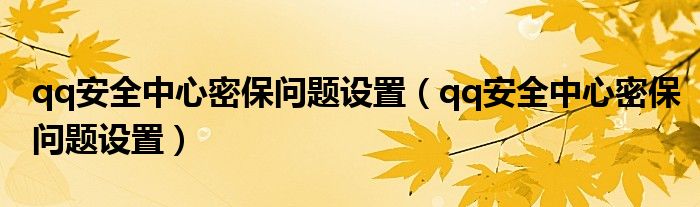 qq安全中心密保问题设置(qq安全中心密保问题设置)
