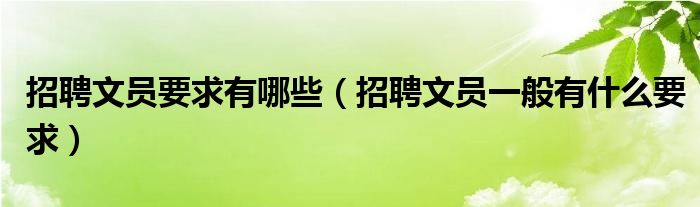 招聘文员要求有哪些(招聘文员一般有什么要求)