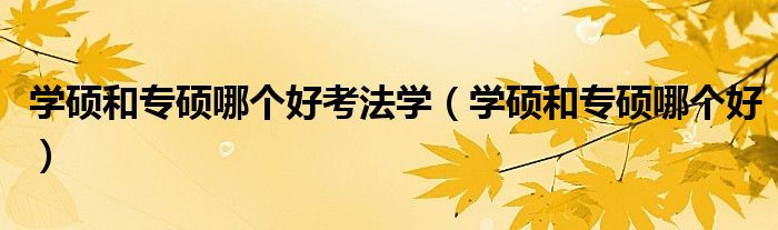学硕和专硕哪个好考法学(学硕和专硕哪个好)