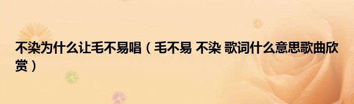 不染为什么让毛不易唱(毛不易 不染 歌词什么意思歌曲欣赏)
