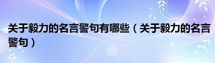 关于毅力的名言警句有哪些(关于毅力的名言警句)