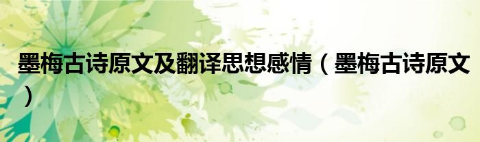 墨梅古诗原文及翻译思想感情(墨梅古诗原文)