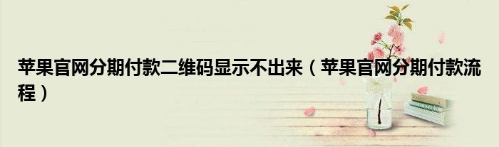 苹果官网分期付款二维码显示不出来(苹果官网分期付款流程)