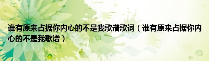 谁有原来占据你内心的不是我歌谱歌词(谁有原来占据你内心的不是我歌谱)