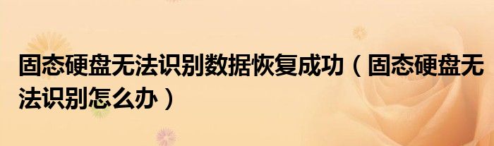 固态硬盘无法识别数据恢复成功(固态硬盘无法识别怎么办)