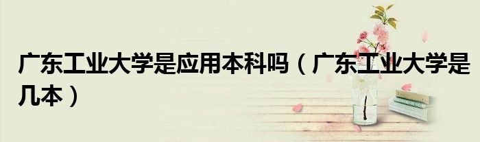广东工业大学是应用本科吗(广东工业大学是几本)