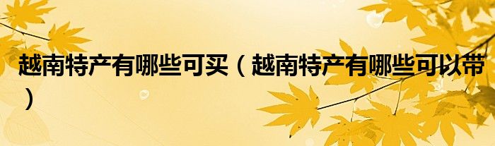 越南特产有哪些可买(越南特产有哪些可以带)