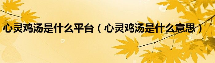 心灵鸡汤是什么平台(心灵鸡汤是什么意思)