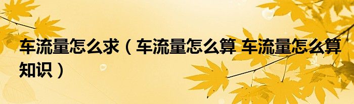 车流量怎么求(车流量怎么算 车流量怎么算知识)