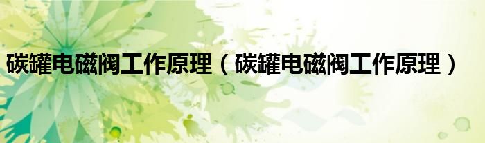 碳罐电磁阀工作原理(碳罐电磁阀工作原理)