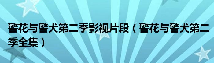 警花与警犬第二季影视片段(警花与警犬第二季全集)