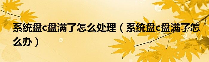 系统盘c盘满了怎么处理(系统盘c盘满了怎么办)