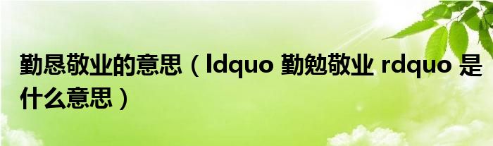 勤恳敬业的意思(ldquo 勤勉敬业 rdquo 是什么意思)