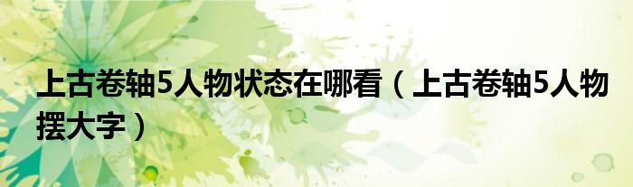 上古卷轴5人物状态在哪看(上古卷轴5人物摆大字)