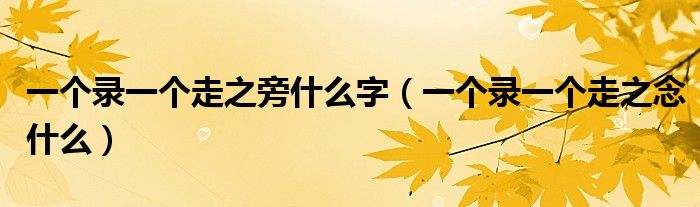 一个录一个走之旁什么字(一个录一个走之念什么)