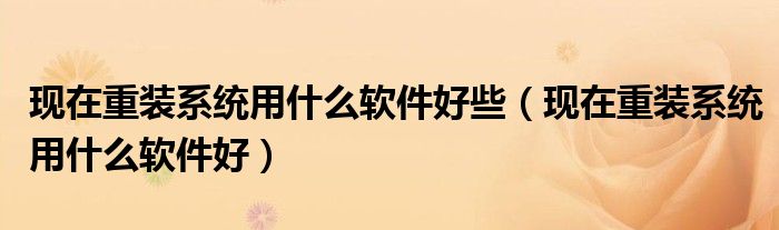 现在重装系统用什么软件好些(现在重装系统用什么软件好)