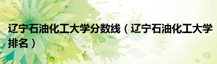 辽宁石油化工大学分数线(辽宁石油化工大学排名)