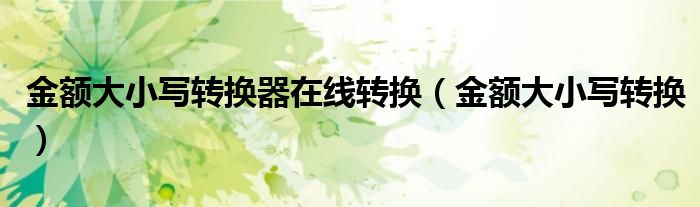 金额大小写转换器在线转换(金额大小写转换)