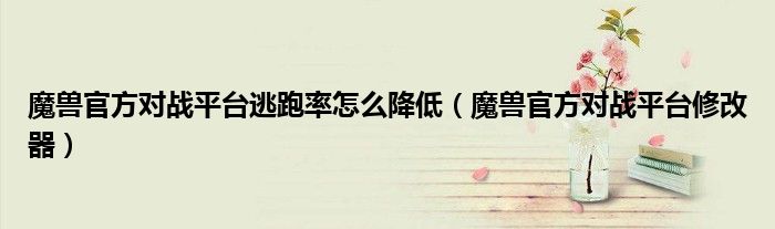 魔兽官方对战平台逃跑率怎么降低(魔兽官方对战平台修改器)