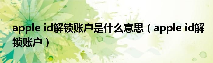 apple id解锁账户是什么意思(apple id解锁账户)