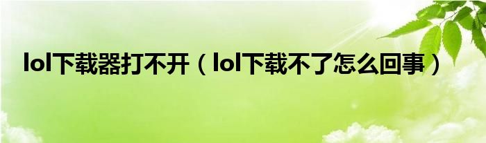 lol下载器打不开(lol下载不了怎么回事)