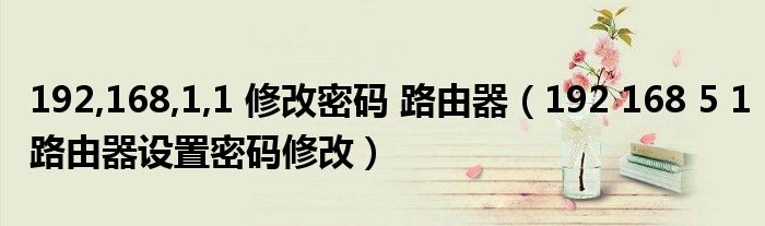 192,168,1,1 修改密码 路由器(192 168 5 1路由器设置密码修改)