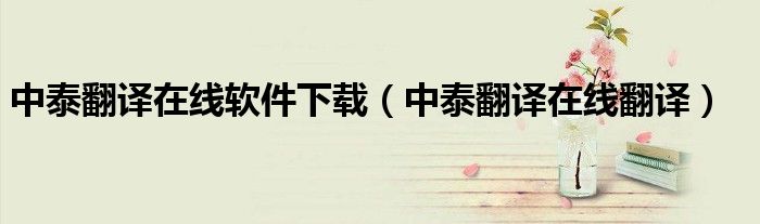 中泰翻译在线软件下载(中泰翻译在线翻译)