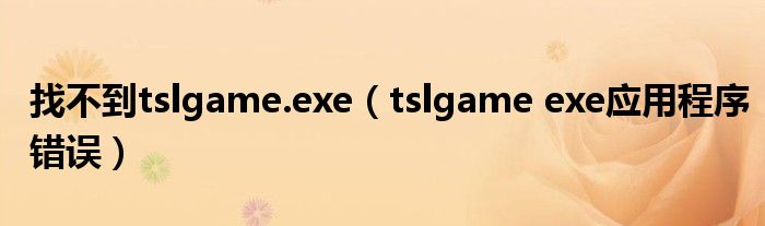 找不到tslgame.exe(tslgame exe应用程序错误)