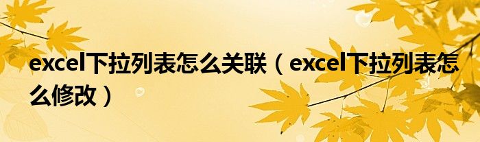 excel下拉列表怎么关联(excel下拉列表怎么修改)