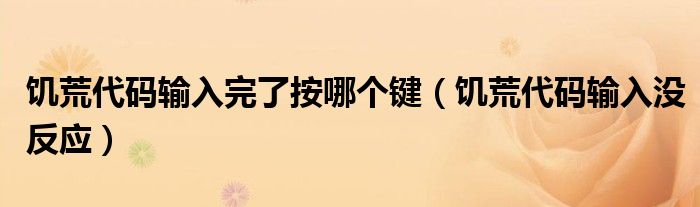 饥荒代码输入完了按哪个键(饥荒代码输入没反应)