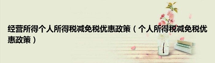 经营所得个人所得税减免税优惠政策(个人所得税减免税优惠政策)