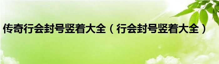 传奇行会封号竖着大全(行会封号竖着大全)