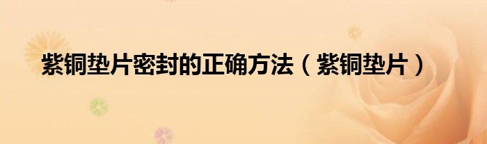 紫铜垫片密封的正确方法(紫铜垫片)
