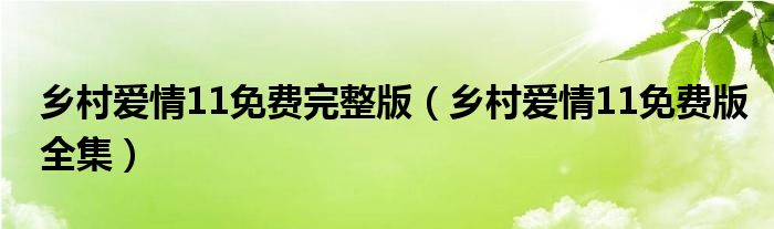 乡村爱情11免费完整版(乡村爱情11免费版全集)