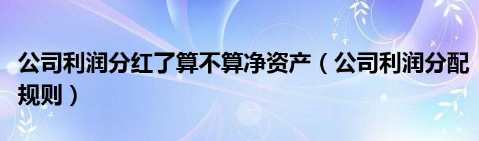 公司利润分红了算不算净资产(公司利润分配规则)