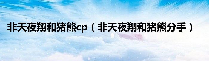 非天夜翔和猪熊cp（非天夜翔和猪熊分手）