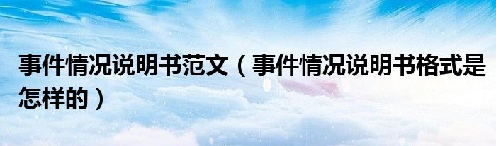 事件情况说明书范文(事件情况说明书格式是怎样的)