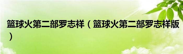 篮球火第二部罗志祥(篮球火第二部罗志祥版)