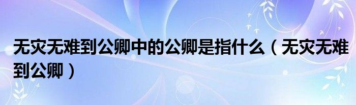 无灾无难到公卿中的公卿是指什么(无灾无难到公卿)