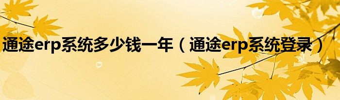 通途erp系统多少钱一年(通途erp系统登录)