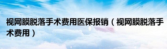 视网膜脱落手术费用医保报销(视网膜脱落手术费用)