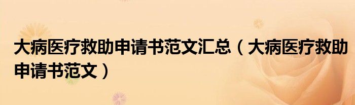 大病医疗救助申请书范文汇总(大病医疗救助申请书范文)