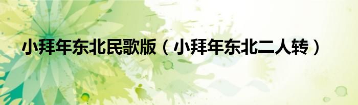 小拜年东北民歌版(小拜年东北二人转)