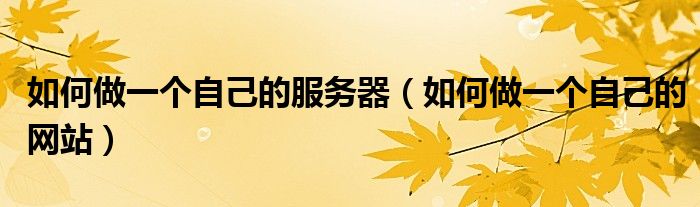 如何做一个自己的服务器(如何做一个自己的网站)
