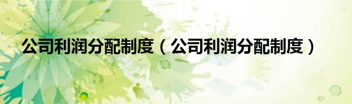 公司利润分配制度(公司利润分配制度)