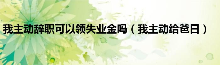 我主动辞职可以领失业金吗(我主动给爸日)
