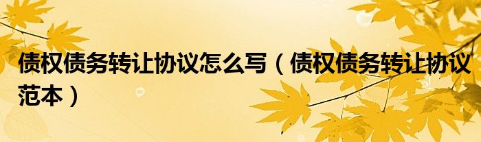债权债务转让协议怎么写(债权债务转让协议范本)