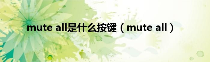 mute all是什么按键(mute all)