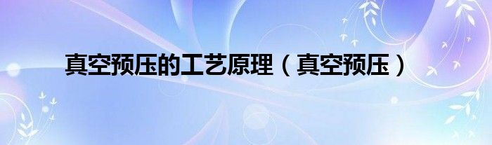 真空预压的工艺原理(真空预压)