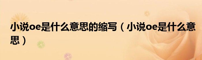 小说oe是什么意思的缩写(小说oe是什么意思)